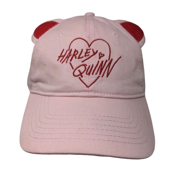 Harley Quinn Cat Ears Slideback Hat Pink OSFM Embroidered Birds Of Prey - Picture 1 of 9
